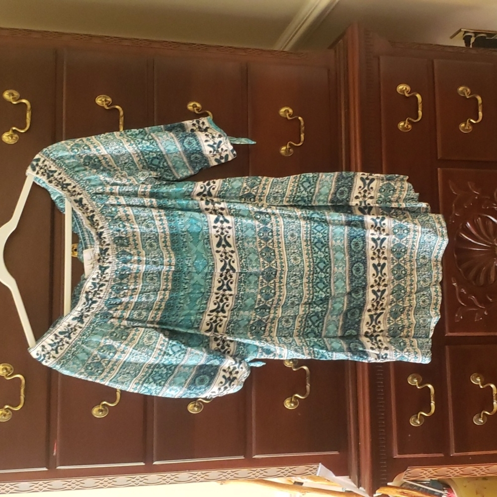 Nicole Miller Studio Rayon Blue Print Mini Dress Size 14